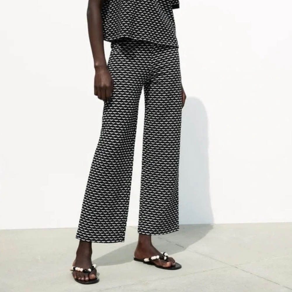 Zara Jacquard Wide Leg Pants NWT